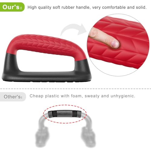 SELEWARE Push Up Bars Pushup Stands Handstand Bars, Soft Rubber Handle Provide Comfy Grip, Fit for Calisthenics, Fitness, Floor strength training, Stable and Sturdy Construction Support 500 lbs - color: A: Black & Red