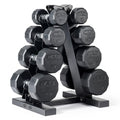 CAP Rubber Coated Hex Dumbbell Set with Storage Rack | 100–210 lb Options, Space-Saving Vertical Compact Storage for Home Gym Strength Training - size: 100 lb - Set, style: 12-Sided Chrome Handle