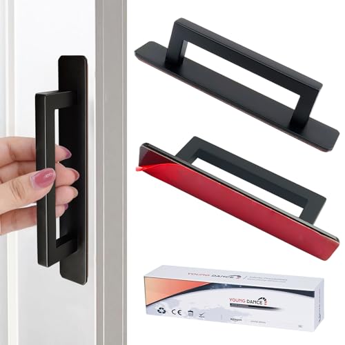 Self-Stick Adhesive Cabinet Handles - 6" Stainless Steel No-Drilling Easy Installation Handles for Cabinet Door Window Drawer & Refrigerator Microwave| Square Black 2Pack - color: Square Black, size: Small (5.83")