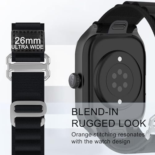 Alpine Loop Nylon Band - Compatible with Apple Watch Ultra 2/Ultra Bands 49mm 45mm 44mm for Men Women, Adjustable with Metal C Hook Strap for iWatch Ultra 2 iWatch Ultra Series 10 46mm SE/9/8/7/6/5 - color: Alpine/Deep Black Titanium