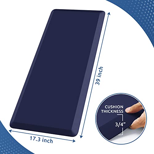 KitchenClouds Kitchen Mat Cushioned Anti Fatigue Kitchen Rug 0.8inch Waterproof Non Slip Kitchen Rugs and Mats Standing Desk Mat Comfort Floor Mats for Kitchen Sink Office (17.3"x39",Blue) - color: Blue, size: 39"L x 17.3"W x 0.8"Th
