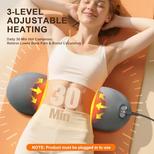 3-in-1 Electric Lumbar Support Pillow,Triple Fusion Back Massager with Heat,Vibration&Traction,Back Support Pillow for Bed and Chair,Lumbar Support Pillow for Lower Back Pain Relief&Spine Support-Gray - color: Gray