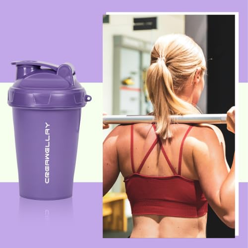 2 Pack Shaker Bottles for Protein Mixes, 17 oz Small Protein Shaker Bottle with Handle, Gym Shaker Cups with Blending Ball for Pre Workout, BPA-Free & Dishwasher Safe (Black, Purple) - color: Black,Purple