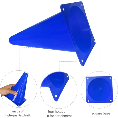 12Pcs Plastic Traffic Cones Mini Sport Cones for Basketball Football Drills, Indoor Outdoor Games Activity Festive Events - 7 Inch Orange Plastic Cones - color: blue