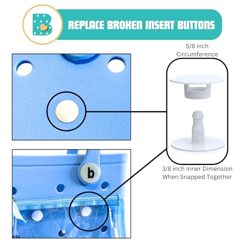 2-Pack Insert Replacement Rivets for Clear Zipper Pouch. Compatible with Bogg Bag and Most Beach Tote Clear Inserts. Fix Your Beach Bag Insert Quickly and Easily - color: Insert Rivet
