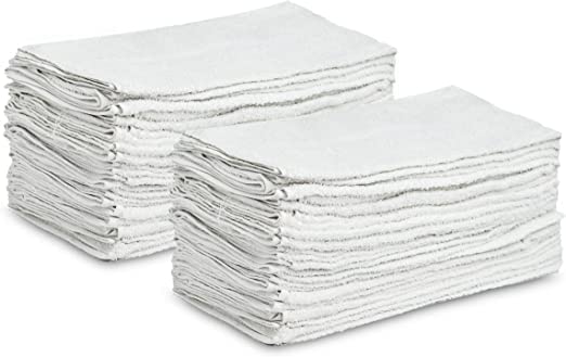 GOLD TEXTILES White Shop Towels Cotton [B Grade Towel] - 60 Pcs 20x40 Inches Shop Rags in a Box - Valuable Cleaning Rags Terry Towel for Industries, Automobiles and Commercial Use (60 Rags) - size: 60 Pack B Grade
