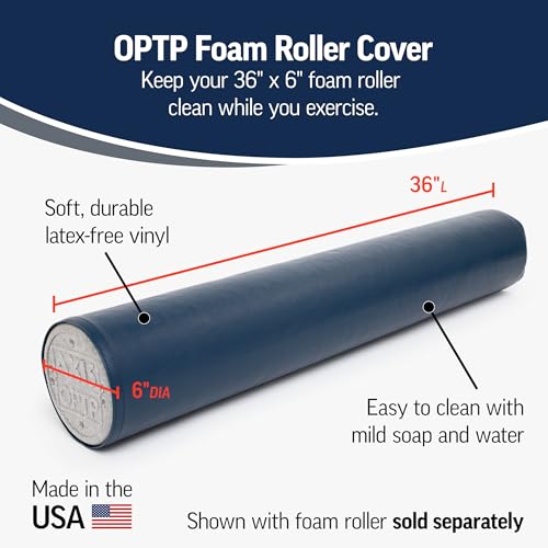 OPTP Foam Roller Cover - Made from Soft, Durable Latex-Free Vinyl - Easily Slides onto 36" x 6" Foam Rollers - Blue. Made in the USA