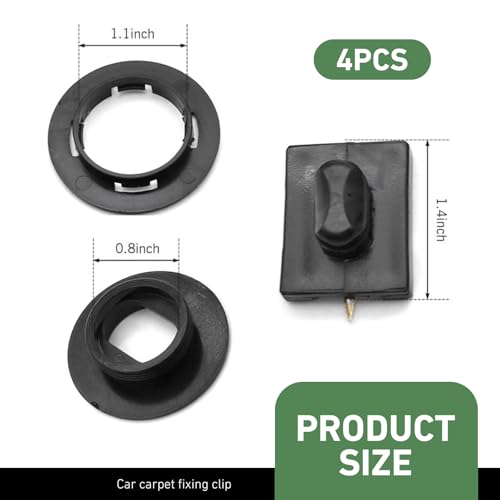 4PCS Car Carpet Fixing Clips, Double-Layer Twist Lock Interior Anti-Slip Locking Fastener Clips, Plastic Floor Mat Non-Slip Floor Mat Buckle, Universal for Most Cars (Black)