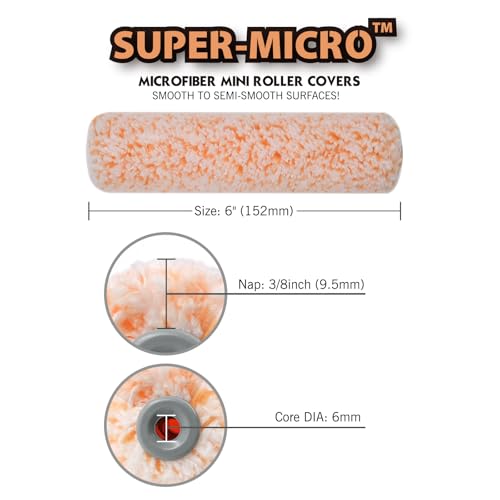 ROLLINGDOG 6 inch Long Paint Roller | Microfiber Rollers for Painting Walls and Ceilings, for Smooth to semi Smooth Surfaces - color: 6 inch paint roller