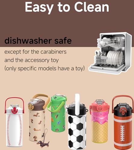 MYFOREST 14oz/400ml Insulated Kids Water Bottle, Odor-free Liner, 3D Touch | No Plastic Taste, Surgical Steel - No Chemical Leaching, Name Spot, Soft Sipper, Gift for Dog Person, Beige. Dachshunds - color: Beige. Dachshunds