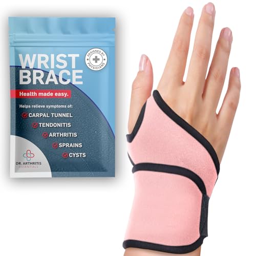 Dr. Arthritis Essentials Wrist Brace for Support & Pain Relief, Carpal Tunnel Wrist Waps for Night Support, Wrist Brace for Wrist Pain, Hand Brace for Left & Right (Pink 1 Pack) - size: Pink - 1 Pack