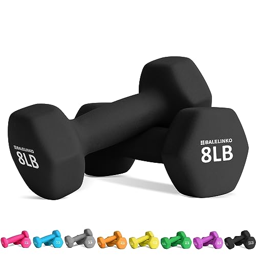 Balelinko Home Gym Equipment Workouts Strength Training Weight Loss Pilates Weights Yoga Sets Weights for Women, Men, Seniors and Youth - color: Black, style: 8 LB, Pair