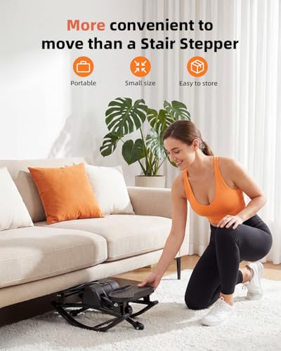 Rock Fitness Stepper for Exercise at Home, Motion Stair Stepper with Resistance Bands for Full Body Workout, Aerobic Workout Machine Fitness Equipment, Black