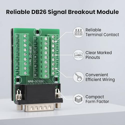 26 Pin DB26 D-SUB Male Adapter to PCB Terminal Module Board Connector with Insulating Mat