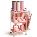 YOTTOY 3-Tier Gym Storage Rack for Home Gym–Multi-Functional Weight Rack, Dumbbell Rack, Yoga Mat Holder with Side Basket & 6 Hooks, Gym Equipment Organizer - color: Pink