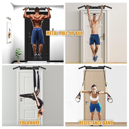 Kipika Heavy Duty Wall Mounted Doorway Pull Up Bar, Multifunctional Chin Up Bar, Portable Fitness Door Bar, Body Workout Home Gym System - color: B: 39" Wall Mount Pull Up Bar & Ball