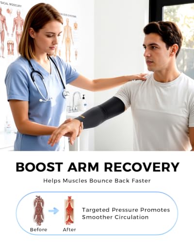 [360° Full Compression] Copper Arm Sleeves for Men & Women, [Ultra Breathable] Arm Brace for Forearm, Bicep, Triceps, Tennis Elbow, Basketball, Golf, Arthritis, Tendonitis, Bursitis - size: M