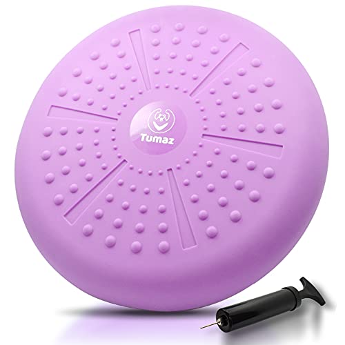 Tumaz Wobble Cushion - Wiggle Seat to Improve Sitting Posture & Stay Focused for Sensory Kids, Balance Disc to Core Strength & Flexible Seating [Extra Thick Balance Board, Pump Included Wobble Board] | Extra Thick | Supports Active Sitting | For Sensory K