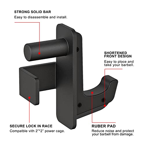 SELEWARE Solid Steel J Hooks for 2" x 2" or 3" x 3" Tube Power Cage with 1" 1/2" or 5/8" Hole Squat Rack Attachment, J-Hook Barbell Holder for Power Rack, Set of 2 - color: C:For 1" Hole of 2x2 inch Rack