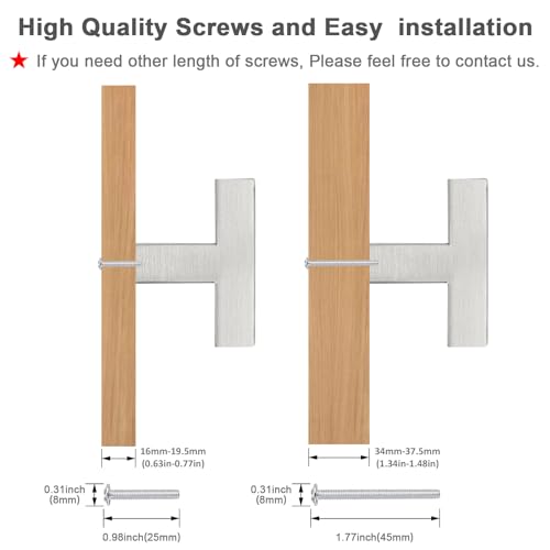 Probrico 5 Pack 2 inch (50mm) Length Stainless Steel Kitchen Cabinet Pulls Knobs,Square Brushed Nickel Drawer Knob, Single Hole Dresser Pull for Cabinets Closets - color: Brushed Nickel, size: Single Hole T Knob: 50mm(2inch)