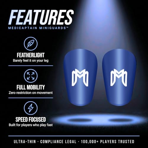 MediCaptain MiniGuards - Mini Shin Guards for Soccer Players - Tiny Shin Pads for Men, Women, Teens - Miniature Shin Guards 3.9 x 2.4 inch - Perfect for High Level Soccer Athletes - color: Blue