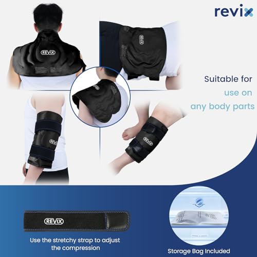 REVIX 20'' XXXL Reusable Ice Knee Wrap for Meniscus Tear and Arthritis, Extra Large Cold Therapy Gel Pack for Knee, Back, Shoulder Relaxation and Post-Workout Recovery, Soft Plush Lining Cold Pack - style: Black-1Pack