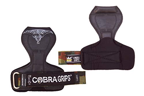Cobra Grips Weight Lifting Gloves with Adjustable Neoprene Padded Wrist Wraps - Heavy Duty Alternative to Power Lifting Hooks for Deadlifts - color: FIT MILT CAMO Rubber, size: 4.25 - 7.0"