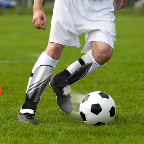 newox Soccer Shin Guards Kids Youth - Shin Pads Protection Boys Shin Guards Soccer Youth - Soccer Shin Guards for Kids 3-15 Years Old Girls Boys - color: Silver+Black, size: Small