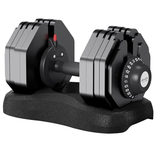 ATIVAFIT Adjustable Dumbbells Set, 5–88LB Quick Adjust Free Weights with Double Safety Lock & Anti-Slip Steel Handle, Space Saving Home Gym Equipment for Full Body Strength Training - color: 88LBS-Black, size: Single