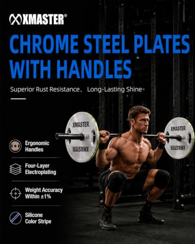 XMASTER FITNESS Hand Grip Chrome Steel Plates - size: 25LB Pair