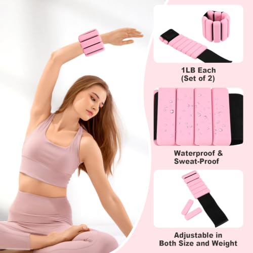 Pilates Kit-14PCS Pilates Equipment Set | home pilates kit includes pilates ring and ball, resistance bands, ankle weights and socks, for strength and flexibility - color: pink