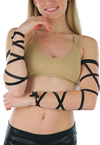 ToBeInStyle Women's Leg Wraps Ravewear Dancewear Elastic Straps Party Garter Music Festivals Costume Accessory Thigh High - color: Elastic Ribbon Arm Wrap - Black, size: One Size