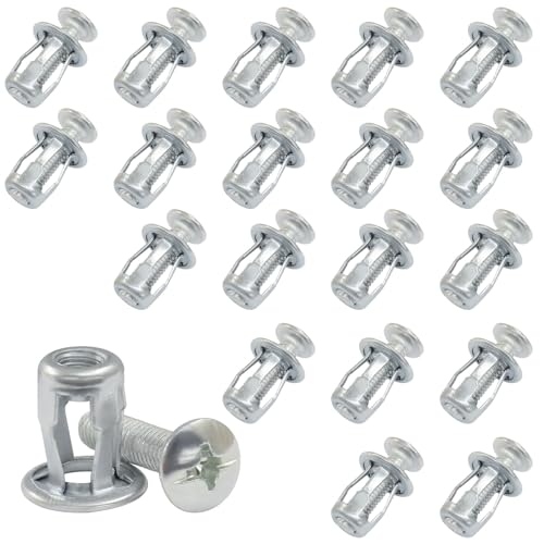 Hollow Wall Anchors, M6x25 (M6 x 1"), 20 Pack | Heavy Duty Cavity Fixing Anchors, Secure Fixings for Thin Walls, Aluminium Cladding Sheet, Steel Pipe/Iron Sheet - size: M6 x 1"