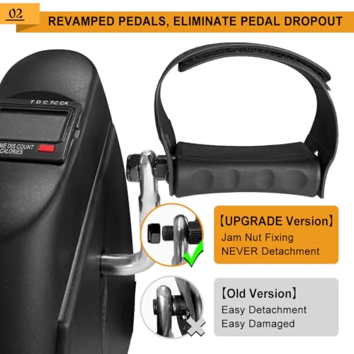 Under Desk Bike Pedal Exerciser, Portable Mini Exercise Bike with LCD Display for Home/Office, Desk Cycle for Leg/Arm with Handle, Leg Exerciser While Sitting for Seniors20260709