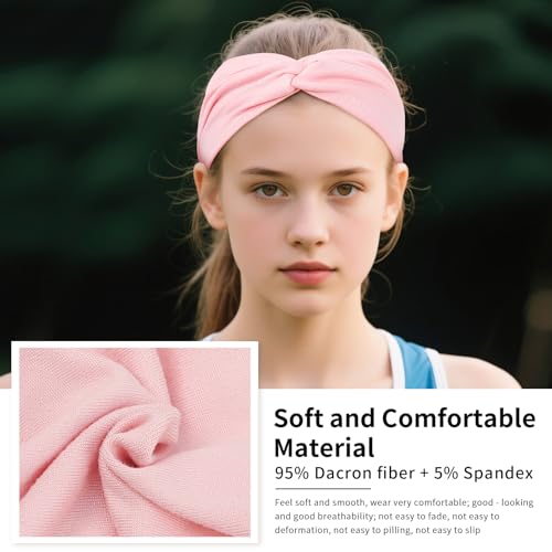 12 Pcs Stretchy Headbands for Women, Absorbed Sport Headband Soft Twist Knotted Hairbands for Daily Life Yoga Workout (Light Morandi) - color: Light Morandi
