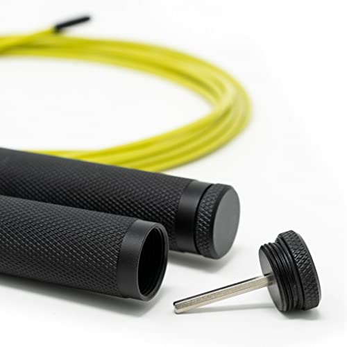 Velites - Fire 2.0 Official CrossFit® Games Jump Rope - Carry bag included - Single and double unders jumps - color: Black, size: Cable Amarillo 2 mm
