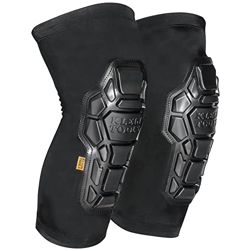 Klein Tools 60511 Knee Pad, Heavy Duty Padded Knee Sleeves, Breathable Mesh Back, Elastic Cuff with Slip-Resistant Silicone, Black, M/L - size: M/L