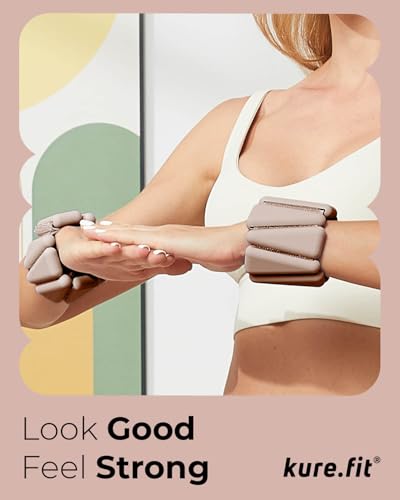 Pilates Weight | Wrist & Ankle Weights for Women | Weighted Bangles | 1LB/ 2LB Each (Set of 2) - color: Taupe, size: 2 LB