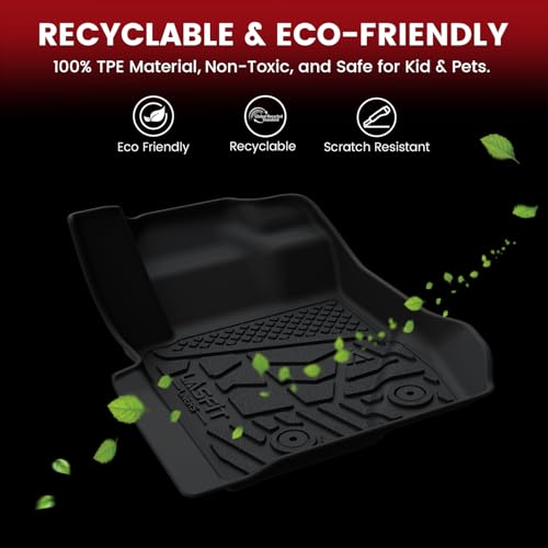 LASFIT Floor Mats for 2019-2025 2026 Ram 2500/3500 Crew Cab Bucket Seat for Carpet & Vinyl Floor (NOT fit Model with PTO Kit), All Weather TPE Custom Fit Car Mats Floor Liners 1st & 2nd Row, Black