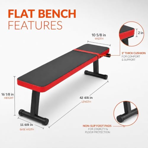 2 IN 1 Flat Weight Bench Foldable Workout Bench 618LB Capacity for Home Gym Bench Press Dumbbell Strength Training