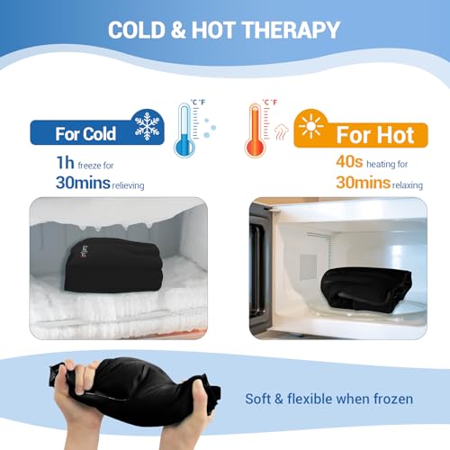 Comfytemp Ankle Foot Ice Pack Wrap for Plantar Fasciitis Relief, Ankles Brace for Sprain, Heel Spur, Swelling, Achilles Tendonitis, Cold Bag for Injuries Reusable, Hot Cold Compress, 1 Pack (Black) - color: Black 70, size: Large