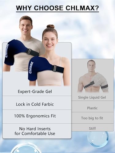 Shoulder Ice Pack Rotator Cuff & Arm Cold Therapy Wrap, Reusable Hot and Cold Gel Brace Sleeve for Shoulder Injuries, Surgery Recovery, Pain Relief for Men & Women (Large Blue) - color: Large Blue