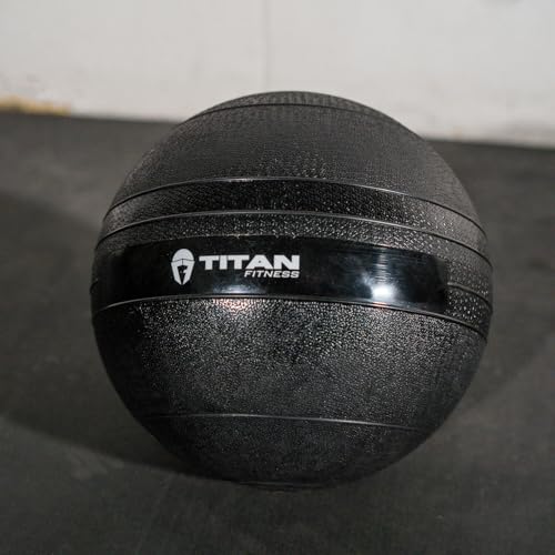 Titan Fitness Rubber Slam Ball, Dead Weight Ball Absorbs Impact, Minimal Bounce, Textured Surface for Strength and Conditioning, Cardio Workouts, Full Body Workout - style: 15 LB