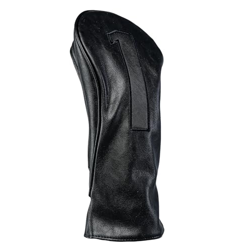 Golf Club Covers – Blackout Leather Driver Headcover, Fairway Wood, 3 Wood, Hybrid, Fits Mallet Blade Putter Head Covers Alignment Stick Cover - size: DRIVER