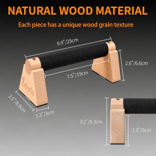 Parallettes Bars, 2 PCS Wood Calisthenics Equipment Non-Slip Base Exercise Home Workout Equipment, Wooden Pushup Bars & Calisthenics Bar - Handstand Bars and Pushup Handles for Men - color: Wood-25cm