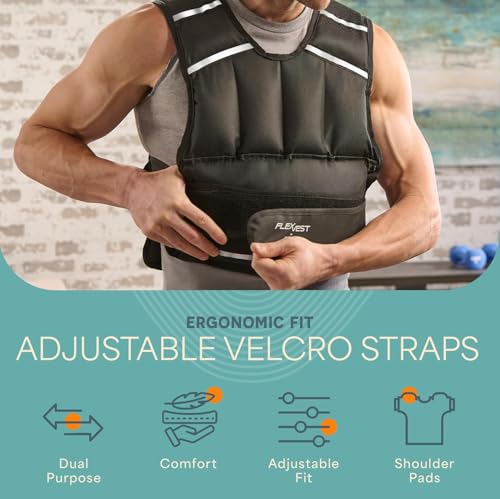 Lifepro Adjustable Weighted Vest for Women & Men - Flexvest 15 or 20 lb Workout Vest – Reflective Fitness Weight Vest with Phone Pocket for Running, Cardio, Strength Training - size: Men