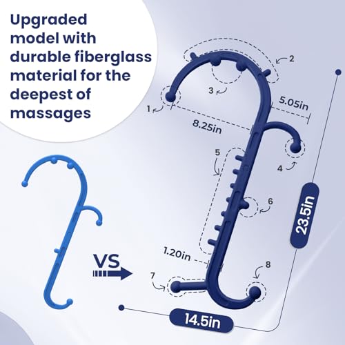 Ranarose Deep Tissue Back & Neck Massager - Back Massager Stick for Pain Relief, Muscle Knot Remover, Trigger Point Massage Tool for Full Body, Shoulders, Legs - Pressure Point Massage Tool - color: Dark Navy Blue