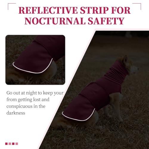 ROZKITCH Dog Anxiety Calming Hoodie, Soft Neck Wound Cover with Long Turtleneck, Breathable Anti-Anxiety Vest for Vet Visits with Adjustable Fit Rosered M - color: RoseRed, size: M