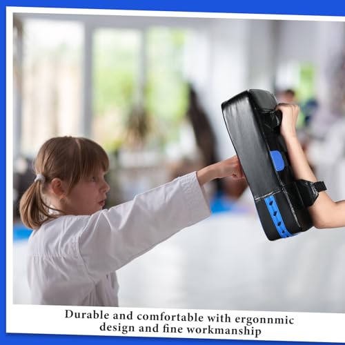 Poen 3 Pcs Taekwondo Kick Pads Muay Thai MMA Karate Sparring Gear Martial Arts Kickboxing Training Pads Punching Striking Target Equipment PU Leather Paddles Strike Curved Kick Shield - color: Blue