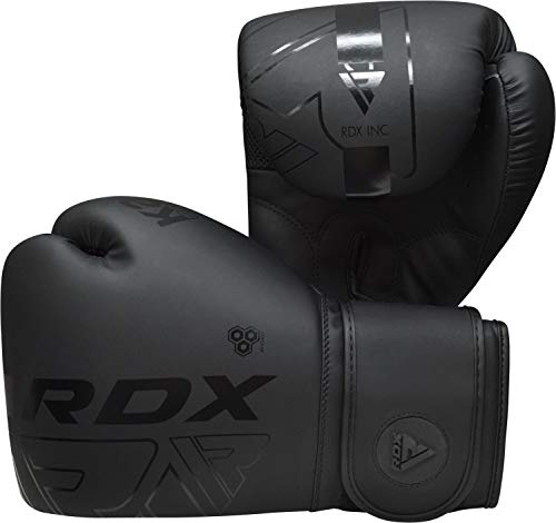 RDX Boxing Gloves, Pro Training Sparring, Maya Hide Leather, Muay Thai MMA Kickboxing, Men Women Adult, Heavy Punching Bag Focus Mitts Pads Workout, Ventilated Palm, Multi Layered, 8 10 12 14 16 18 Oz - color: BLACK, size: 16 OZ